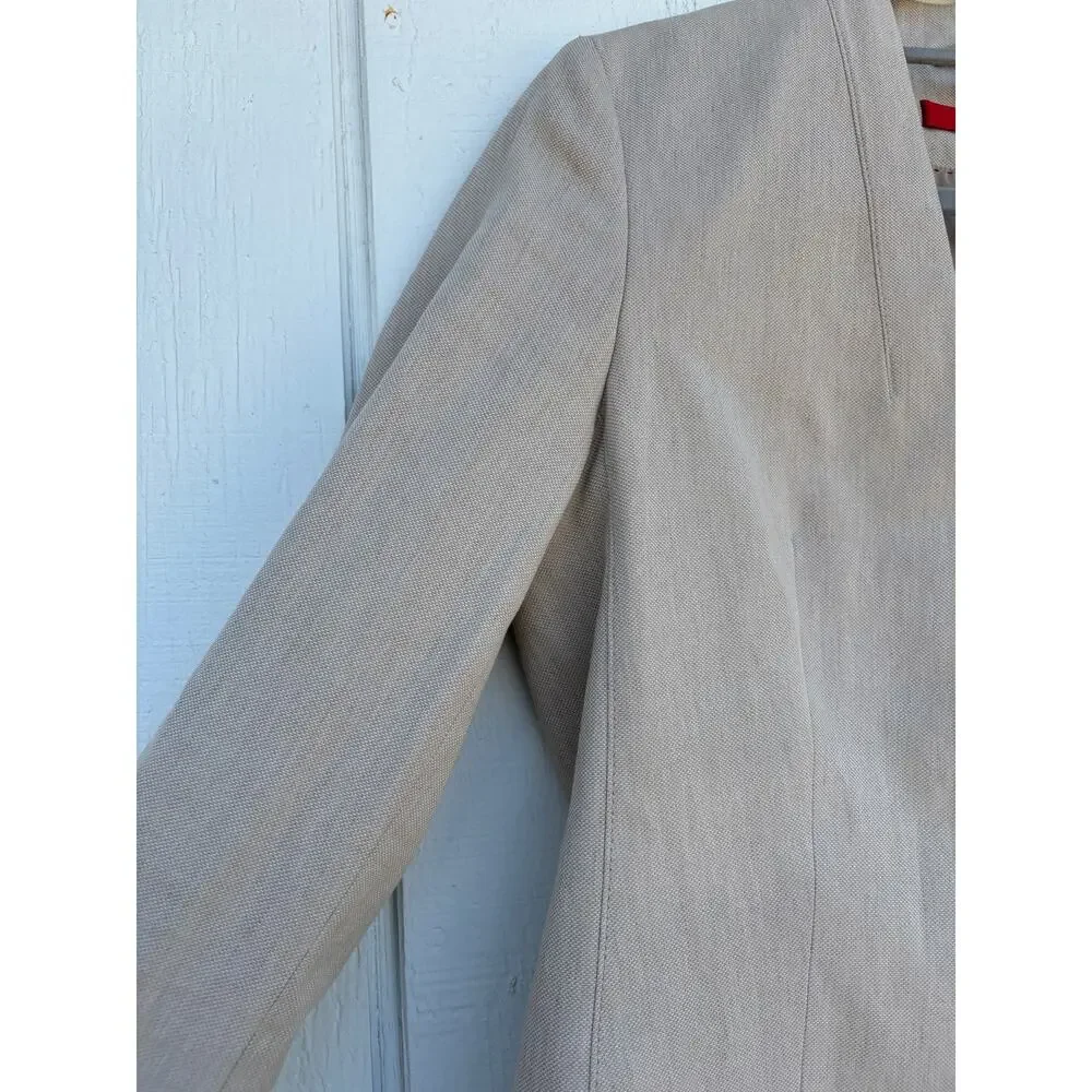 HUGO BOSS Aresas Blazer, Women's Beige Linen, Two‎ Clasp Closure, Sz 8 - Picture 5 of 7